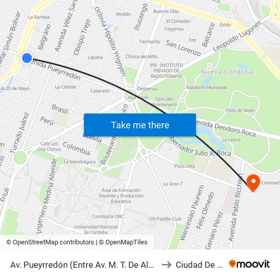 Av. Pueyrredón (Entre Av. M. T. De Alvear Y Gral. M. Belgrano) to Ciudad De Las Artes map