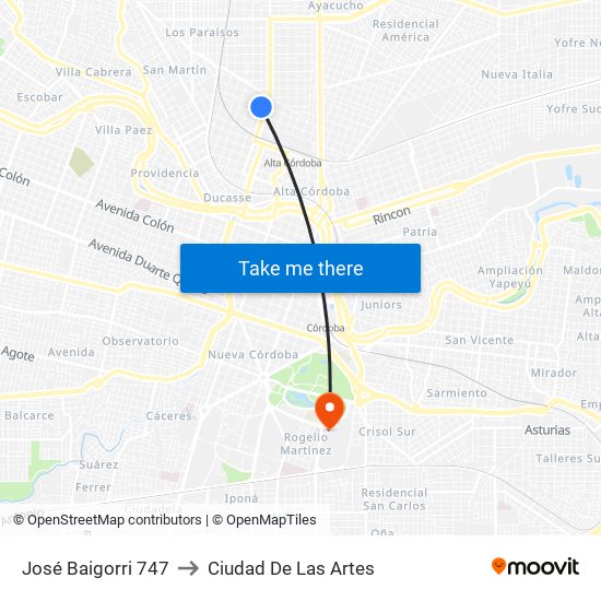 José Baigorri 747 to Ciudad De Las Artes map