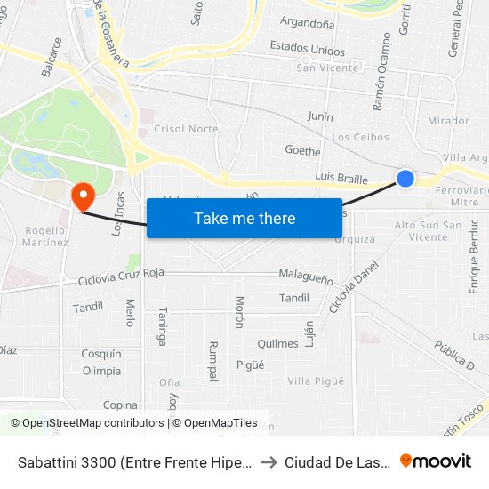 Sabattini 3300 (Entre Frente Hiper Libertad) to Ciudad De Las Artes map