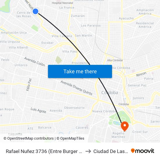 Rafael Nuñez 3736 (Entre Burger Y Alameda) to Ciudad De Las Artes map