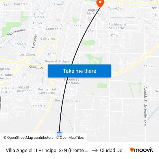 Villa Angelelli  I Principal  S/N (Frente Upas (Dispensario) N 15) to Ciudad De Las Artes map