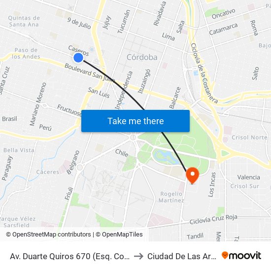 Av. Duarte Quiros 670 (Esq. Corro) to Ciudad De Las Artes map