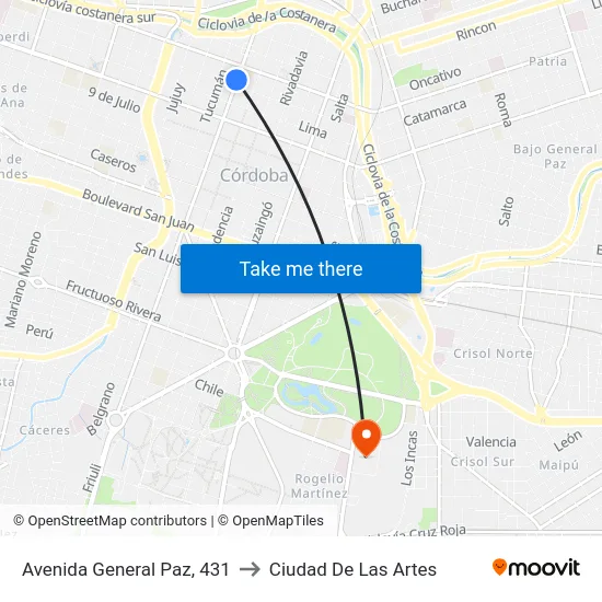 Avenida General Paz, 431 to Ciudad De Las Artes map