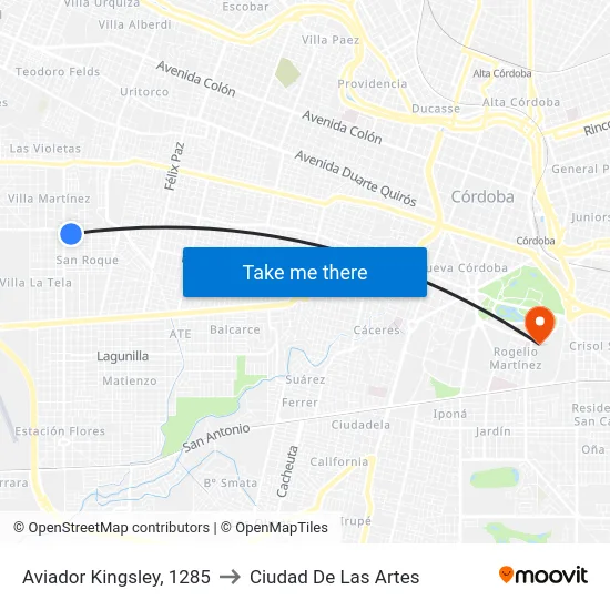 Aviador Kingsley, 1285 to Ciudad De Las Artes map