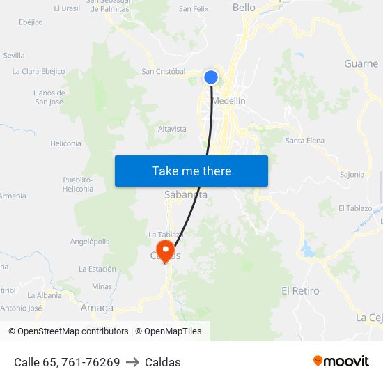 Calle 65, 761-76269 to Caldas map