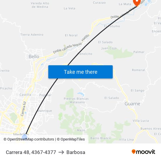 Carrera 48, 4367-4377 to Barbosa map