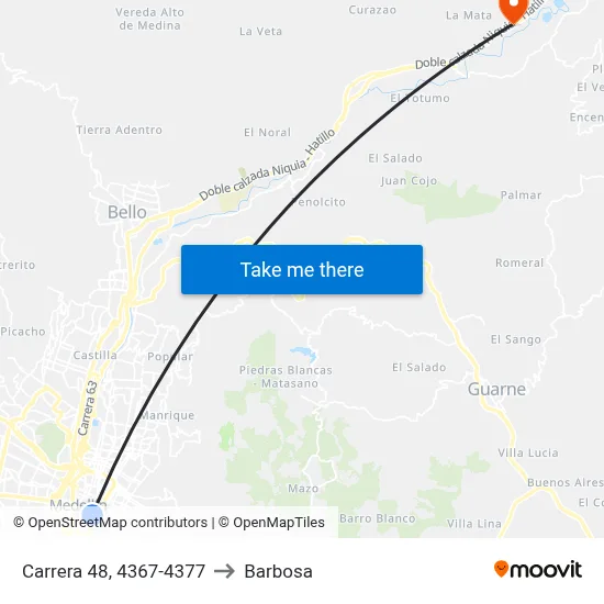 Carrera 48, 4367-4377 to Barbosa map