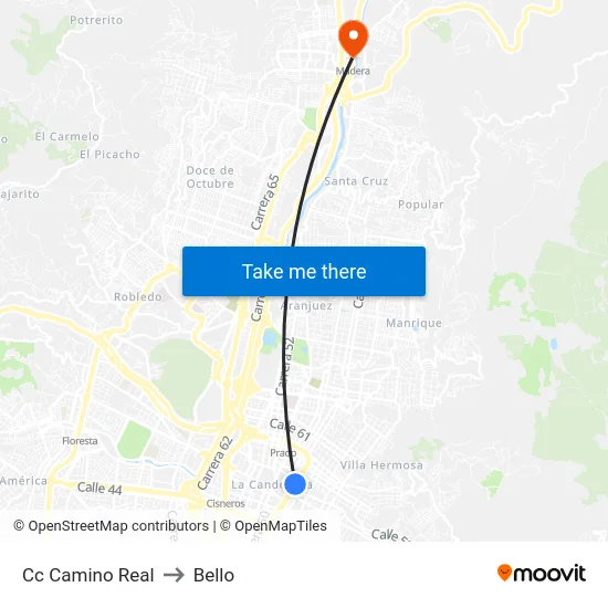 Cc Camino Real to Bello map