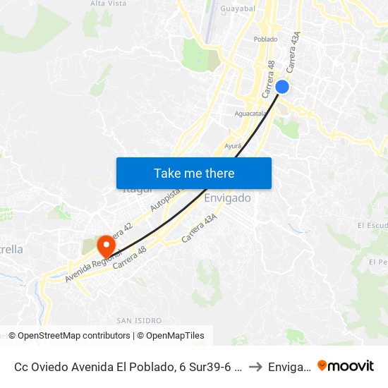 Cc Oviedo Avenida El Poblado, 6 Sur39-6 Sur113 to Envigado map