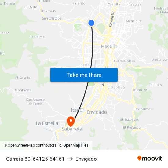 Carrera 80, 64125-64161 to Envigado map