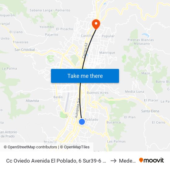 Cc Oviedo Avenida El Poblado, 6 Sur39-6 Sur113 to Medellín map