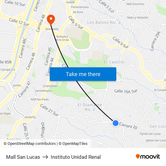 Mall San Lucas to Instituto Unidad Renal map