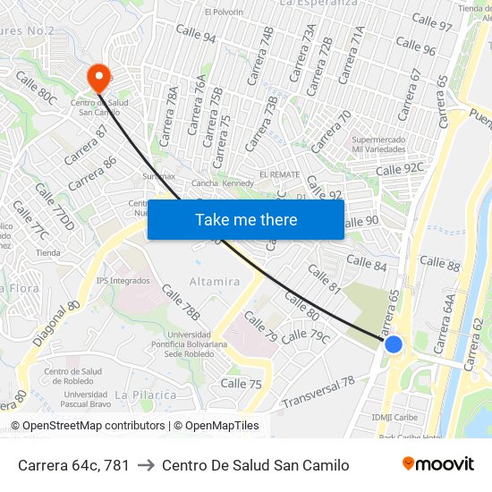 Carrera 64c, 781 to Centro De Salud San Camilo map