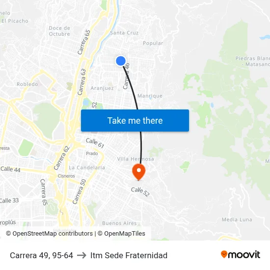 Carrera 49, 95-64 to Itm Sede Fraternidad map