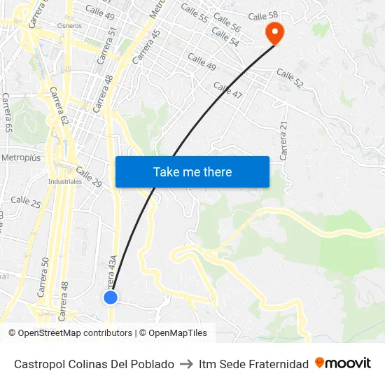 Castropol Colinas Del Poblado to Itm Sede Fraternidad map