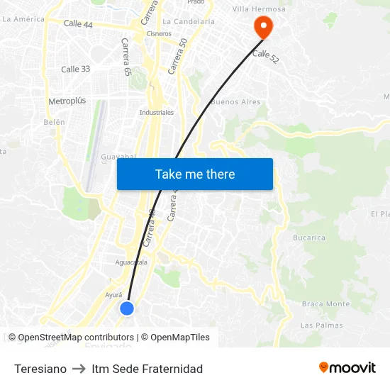 Teresiano to Itm Sede Fraternidad map