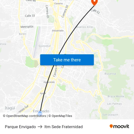 Parque Envigado to Itm Sede Fraternidad map