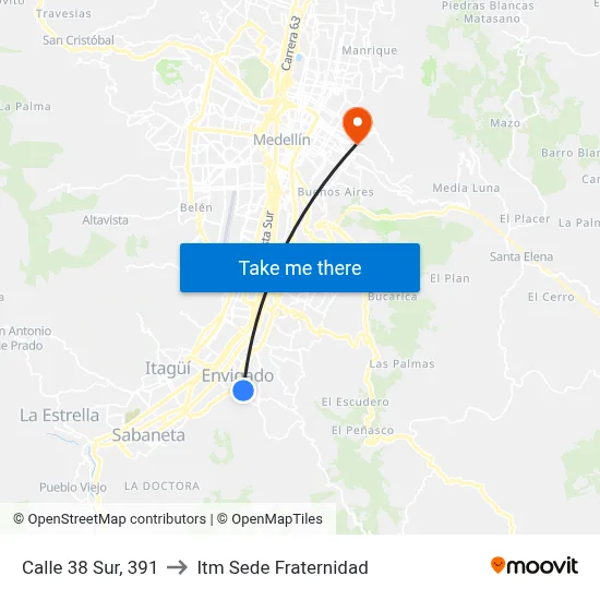 Calle 38 Sur, 391 to Itm Sede Fraternidad map