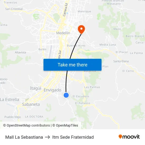 Mall La Sebastiana to Itm Sede Fraternidad map
