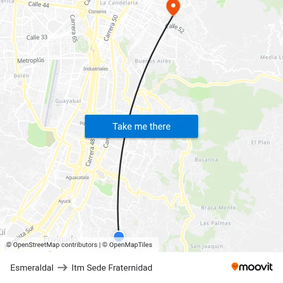 Esmeraldal to Itm Sede Fraternidad map