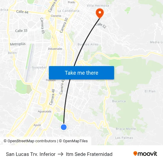San Lucas Trv. Inferior to Itm Sede Fraternidad map