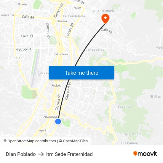 Dian Poblado to Itm Sede Fraternidad map