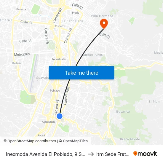 Inexmoda Avenida El Poblado, 9 Sur42-9 Sur214 to Itm Sede Fraternidad map