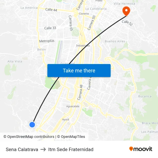 Sena Calatrava to Itm Sede Fraternidad map