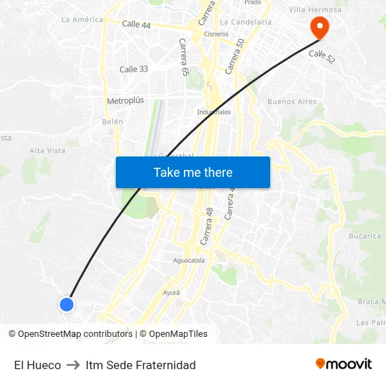 El Hueco to Itm Sede Fraternidad map