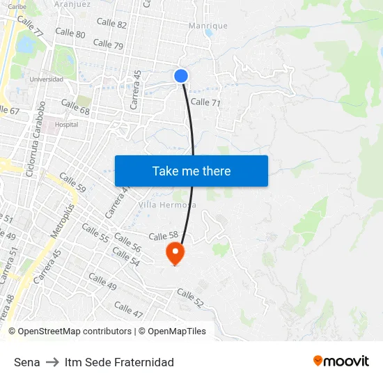 Sena to Itm Sede Fraternidad map