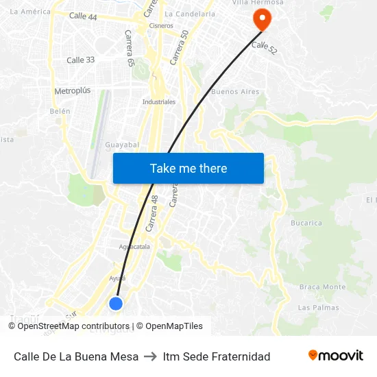 Calle De La Buena Mesa to Itm Sede Fraternidad map
