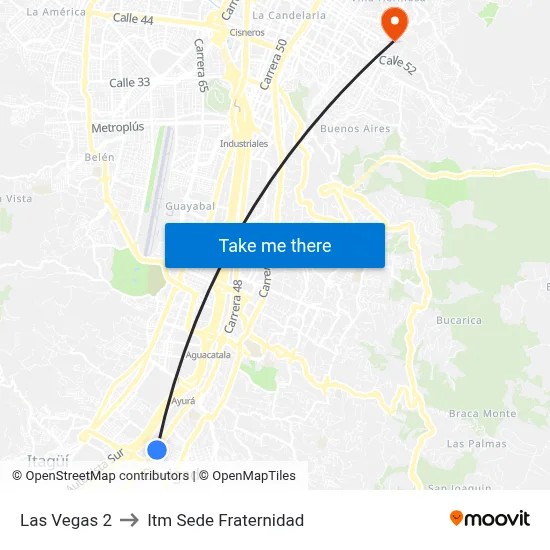 Las Vegas 2 to Itm Sede Fraternidad map