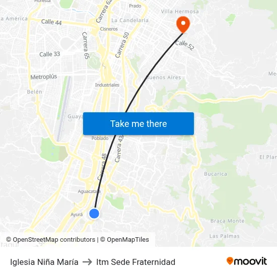 Iglesia Niña María to Itm Sede Fraternidad map