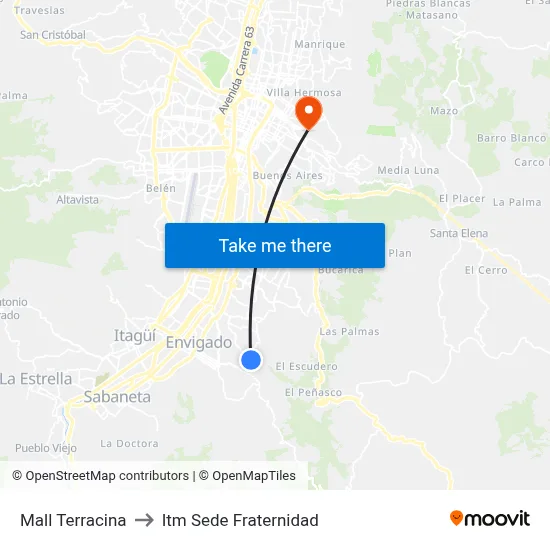 Mall Terracina to Itm Sede Fraternidad map