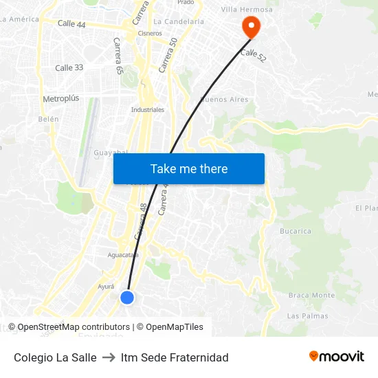 Colegio La Salle to Itm Sede Fraternidad map