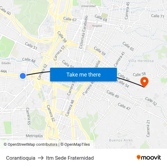 Corantioquia to Itm Sede Fraternidad map