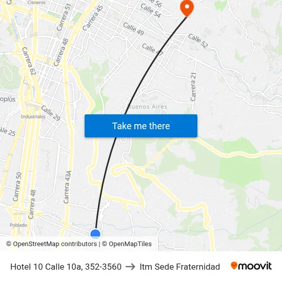 Hotel 10 Calle 10a, 352-3560 to Itm Sede Fraternidad map
