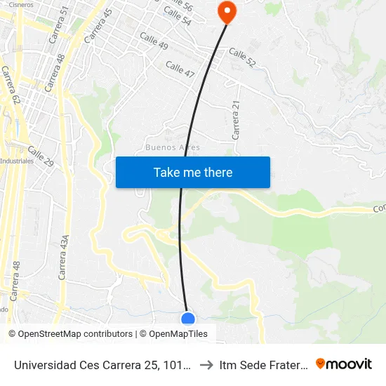 Universidad Ces Carrera 25, 10128-10234 to Itm Sede Fraternidad map