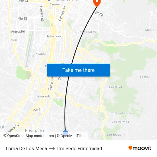 Loma De Los Mesa to Itm Sede Fraternidad map