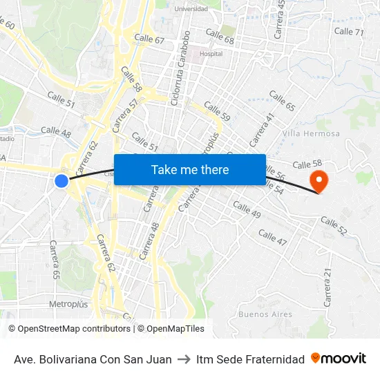 Ave. Bolivariana Con San Juan to Itm Sede Fraternidad map