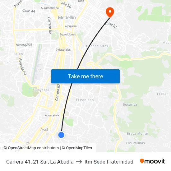 Carrera 41, 21 Sur, La Abadía to Itm Sede Fraternidad map