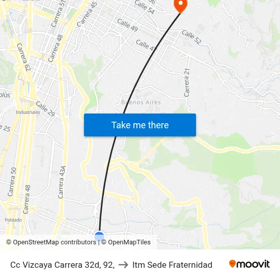 Cc Vizcaya Carrera 32d, 92, to Itm Sede Fraternidad map