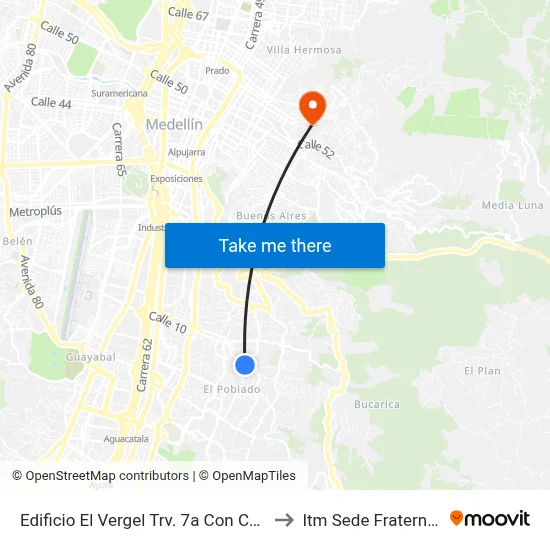 Edificio El Vergel Trv. 7a Con Calle 78 to Itm Sede Fraternidad map