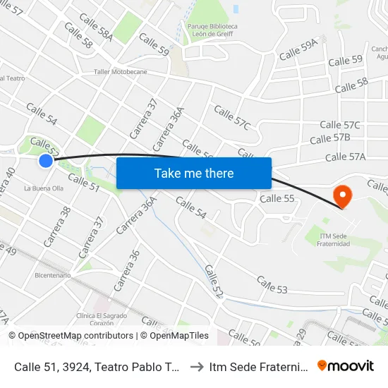 Calle 51, 3924, Teatro Pablo Tobón to Itm Sede Fraternidad map