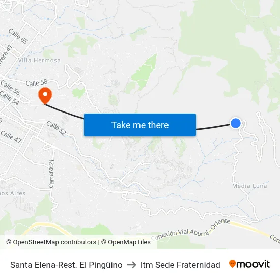 Santa Elena-Rest. El Pingüino to Itm Sede Fraternidad map