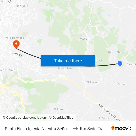 Santa Elena-Iglesia Nuestra Señora Del Carmen to Itm Sede Fraternidad map