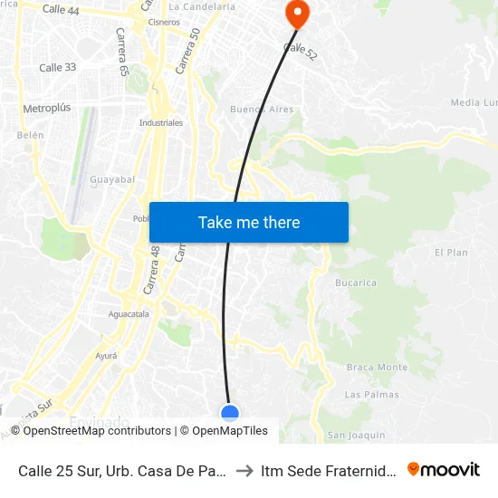 Calle 25 Sur, Urb. Casa De Patio to Itm Sede Fraternidad map