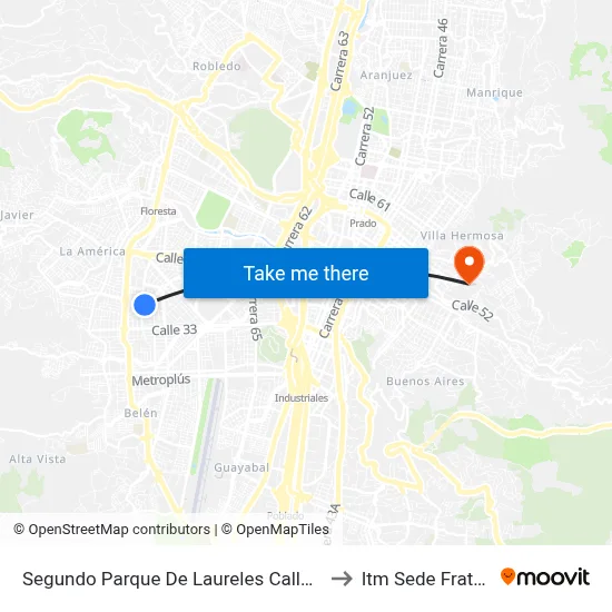 Segundo Parque De Laureles Calle 35, 792-7966 to Itm Sede Fraternidad map