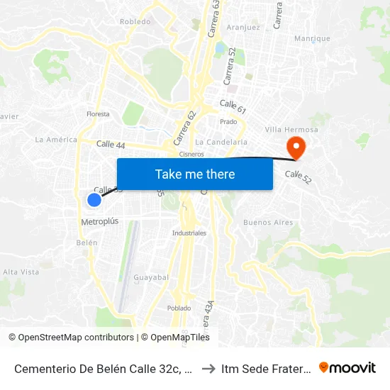 Cementerio De Belén Calle 32c, 781-7883 to Itm Sede Fraternidad map