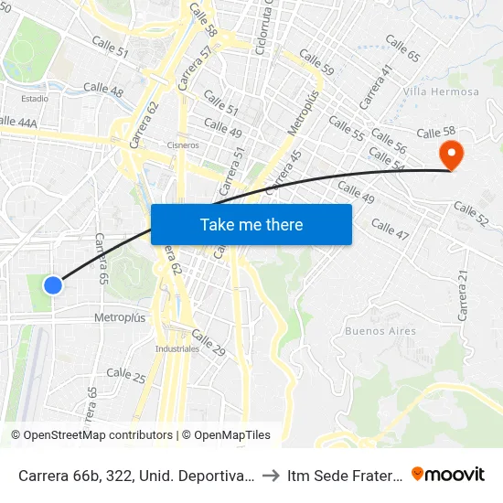 Carrera 66b, 322, Unid. Deportiva De Belén to Itm Sede Fraternidad map